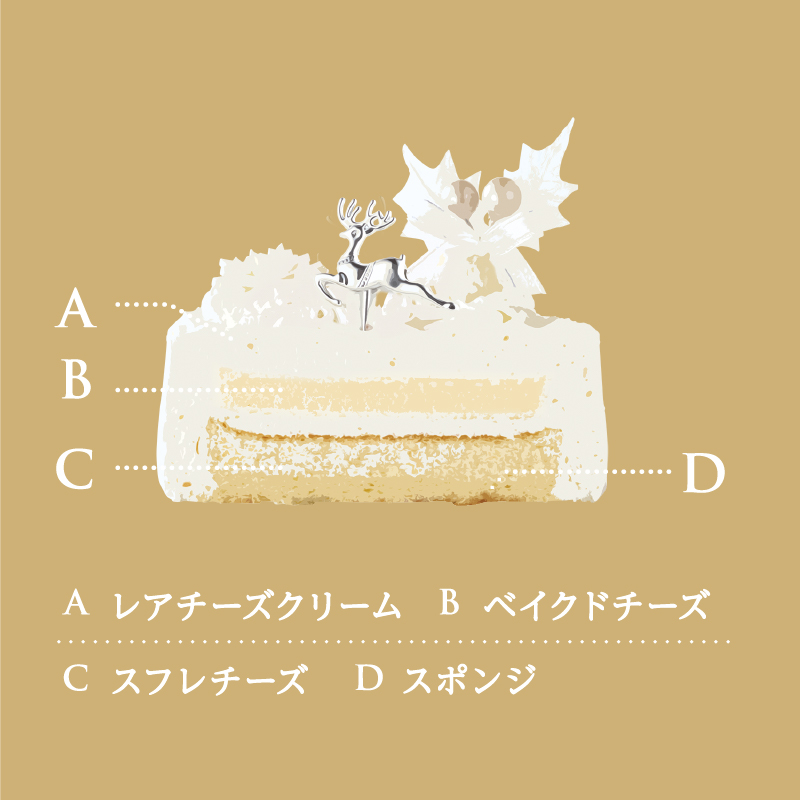 フランス産クリームチーズ使用Xmasトリプルチーズデコレーション14cm-2